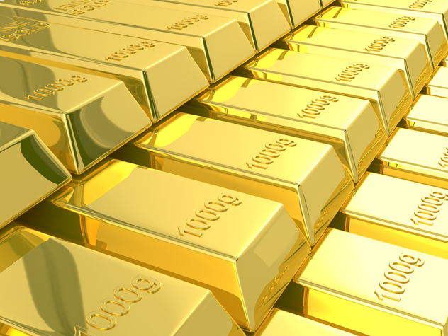 Stacks of shiny gold bars, each weighing 1000 grams, are neatly arranged in rows. Their reflective surfaces and uniform size exude wealth and luxury, akin to a well-funded public service that radiates efficiency and grandeur.