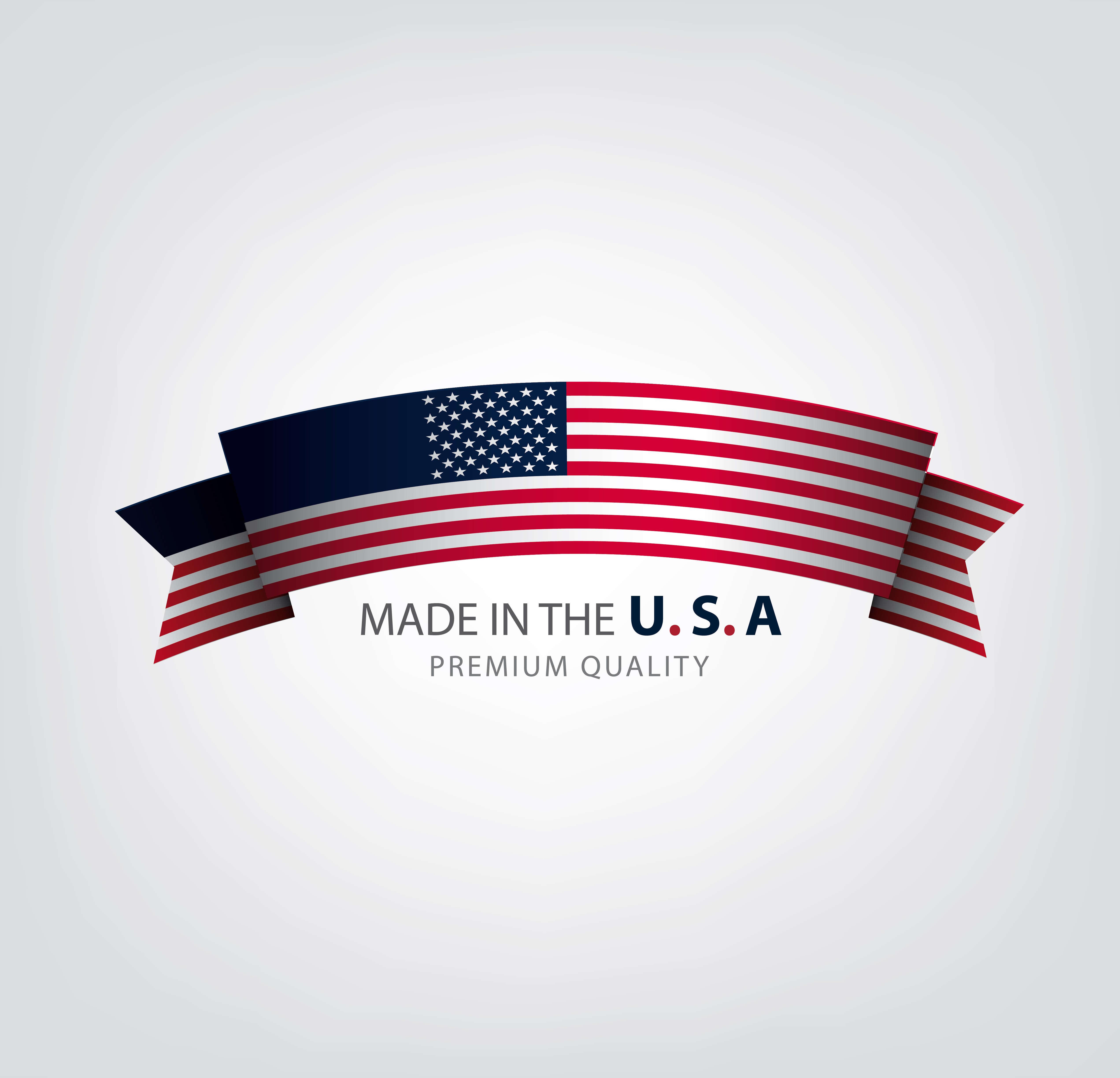 An illustration of a ribbon displaying the American flag colors and design. The text "Made in the U.S.A" and "Premium Quality" is written below the ribbon, symbolizing Public-Private Partnerships. The background is light gray.